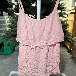 Torrid Pink Lace & Ruffle Tank